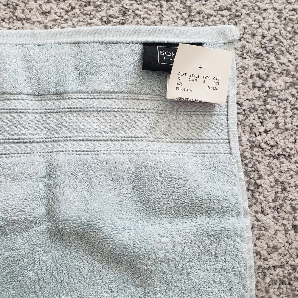 Set of 2 pale Teal Wash Cloths NWT Towels